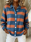 Livia Checkered Cardigan in Orange / Blue