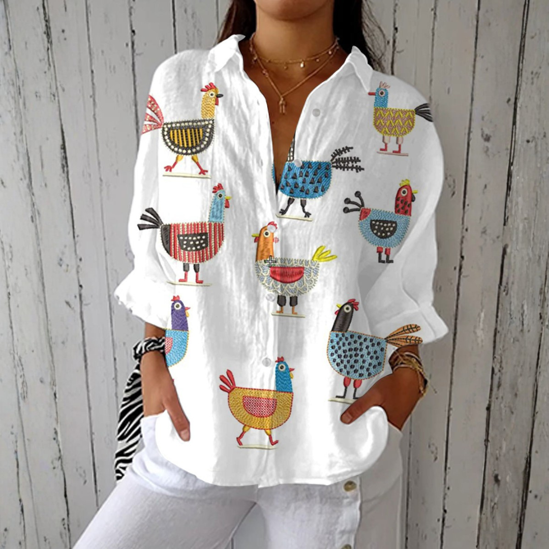 Women's Light Shirt with Chicken Print
