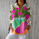 Women's Floral Vase Print Shirt