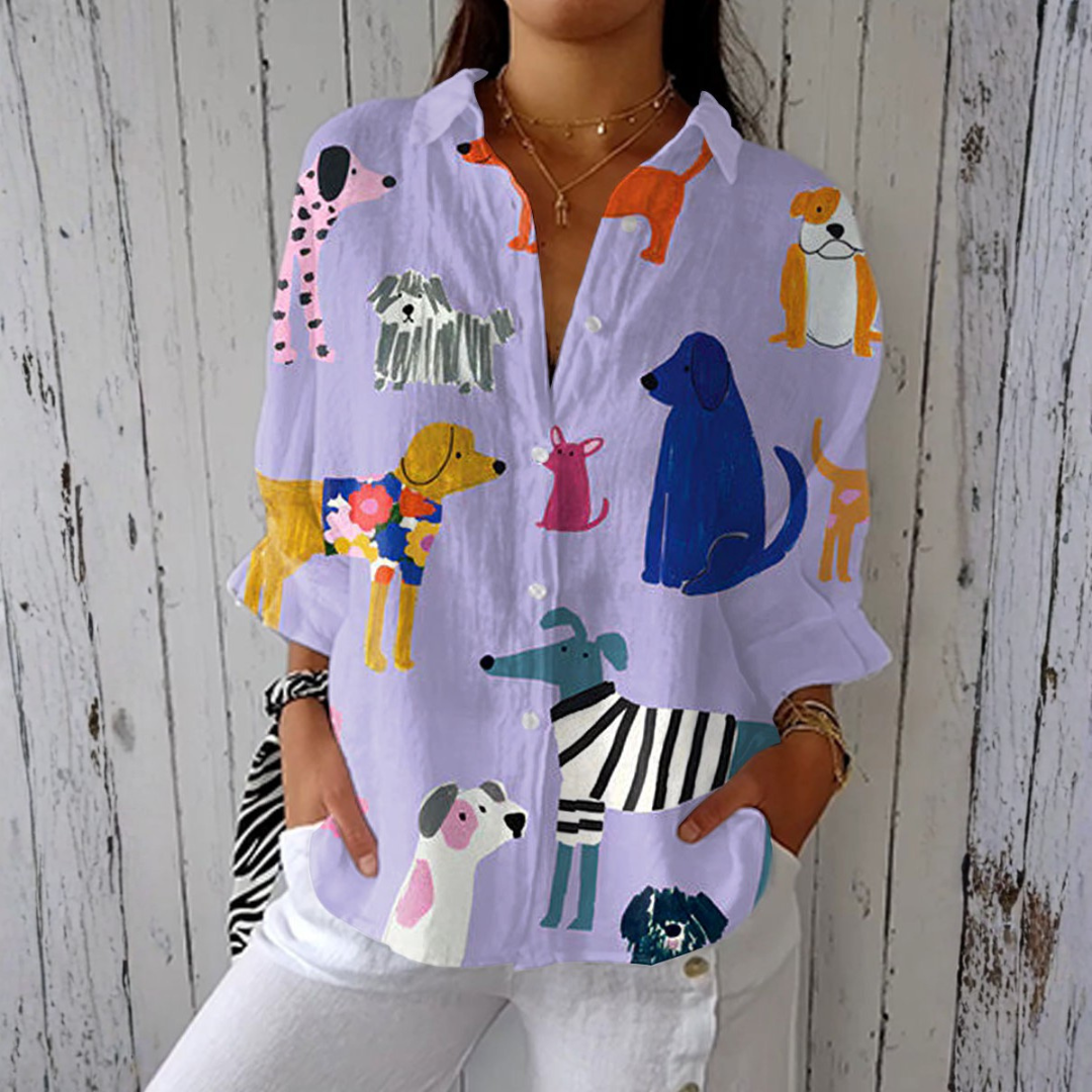 Women's Light Shirt with Dog Print