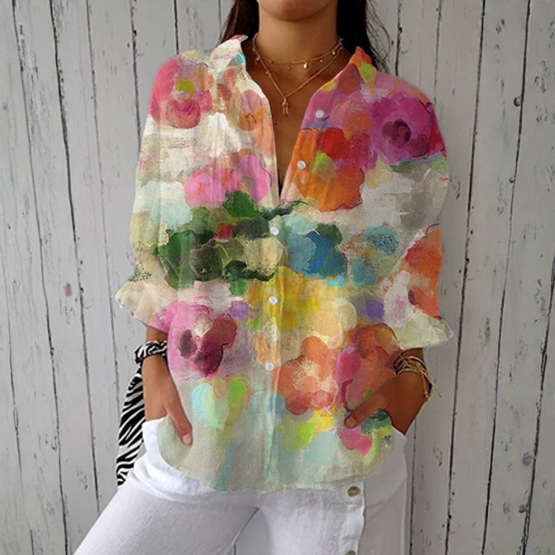 Women's Elegant Floral Watercolour Shirt