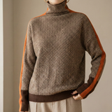 Women's Luxe Herringbone Mock-Neck Sweater in Orange
