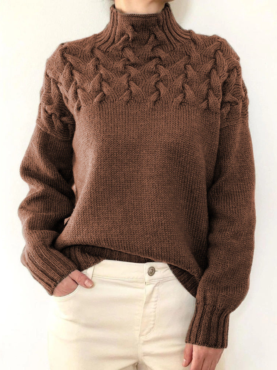 Women's Warm Turtleneck Sweater in Brown
