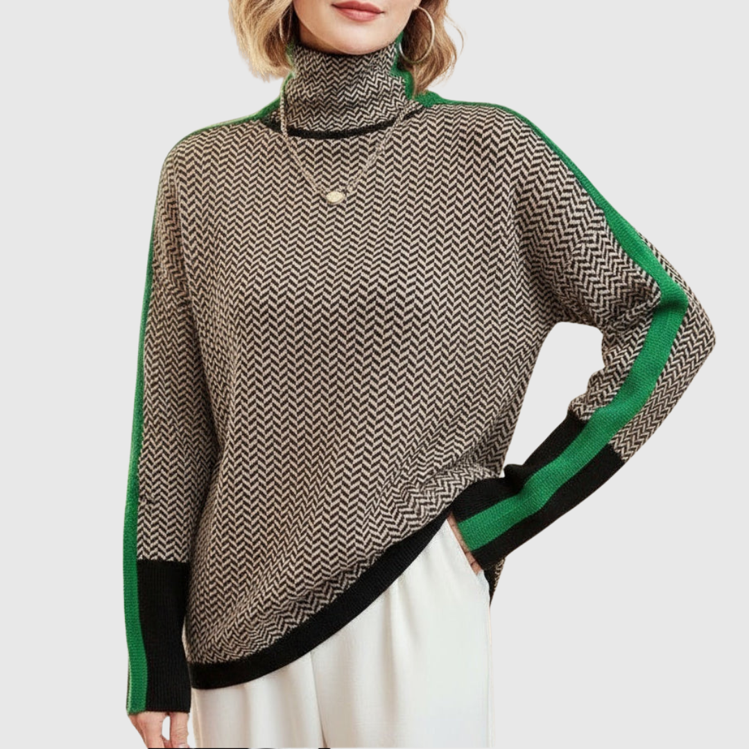 Women's Luxe Herringbone Mock-Neck Sweater, photo 2