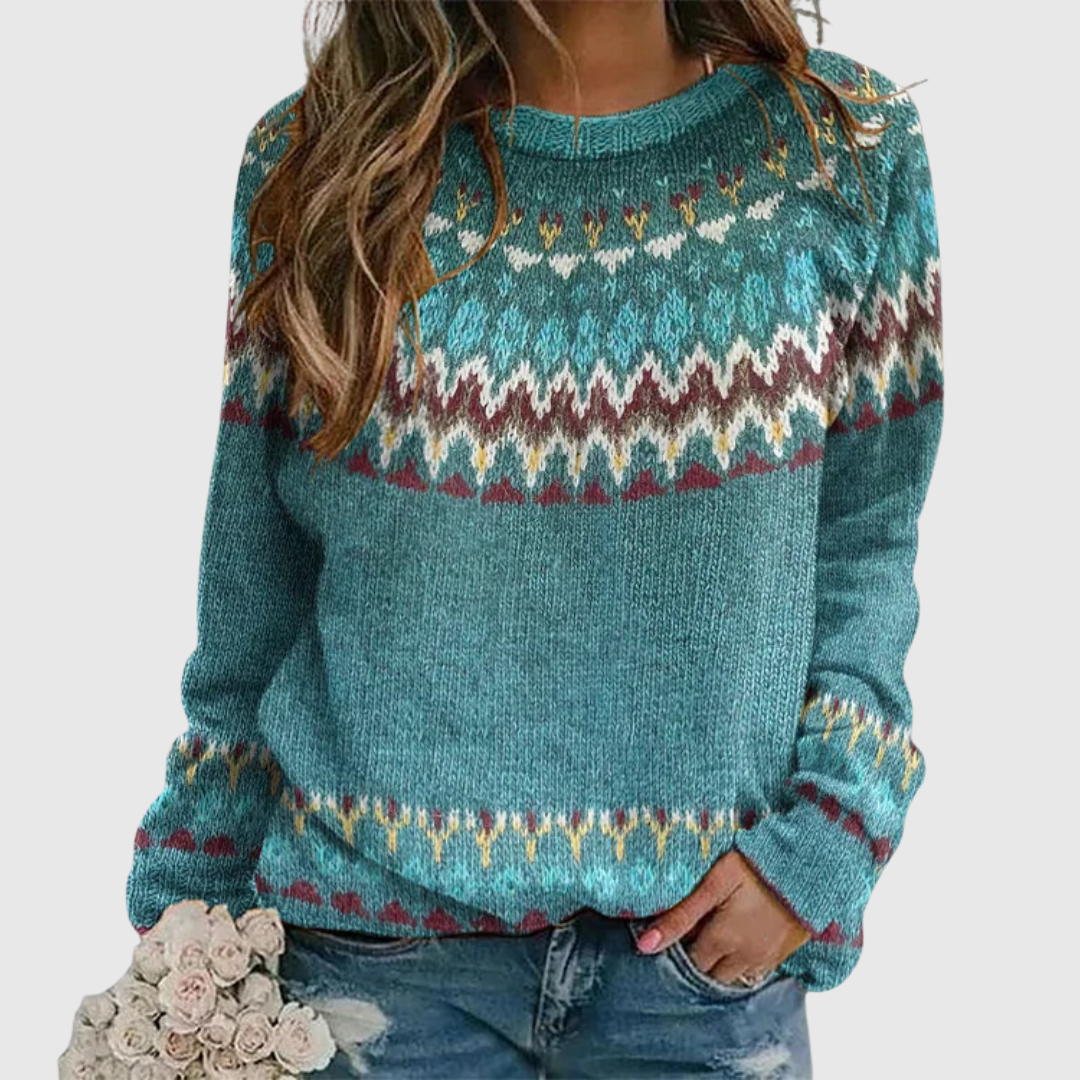 Women's Retro Wave-Pattern Sweater, photo 2
