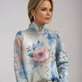 Women's Elegant Patterned Openwork Turtleneck