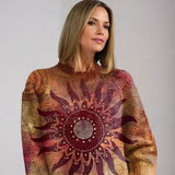 Knitted Turtleneck with Tribal Sun Design