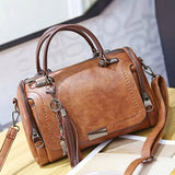 Women's Textured Leather Handbag in Brown