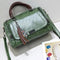Women's Textured Leather Handbag in Green