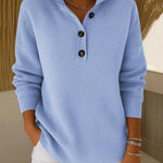 Women's V-Neck Polo Sweater in Sky Blue