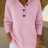 Women's V-Neck Polo Collar Sweater in Dusty Pink