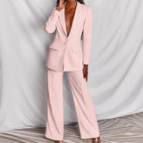 Women's Elegant Blazer and Pants in Light Pink