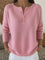 Women's Henley Button-Up Knit Sweater in Light Pink