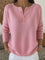 Women's Henley Button Knit Sweater in Light Pink