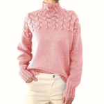 Women's Warm Turtleneck Sweater in Light Pink