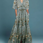 Women's Elegant V-Neck Belted Boho Maxi Dress, photo 5