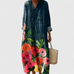 Taylynnne Elegant Maxi Dress in Ocean Blue Floral