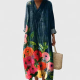 Taylynnne Elegant Maxi Dress in Ocean Blue Floral