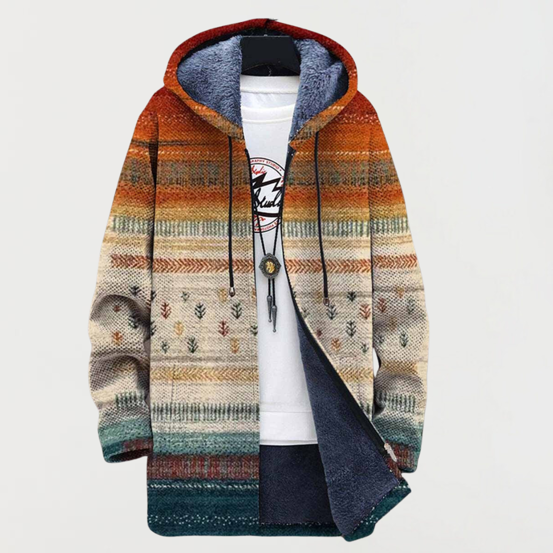 Annegret Autumn-Stripe Hooded Cardigan