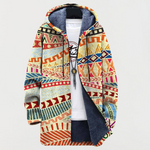 Vivien Geometric-Print Hooded Cardigan