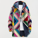 Women's Geometric-Pattern Hooded Cardigan
