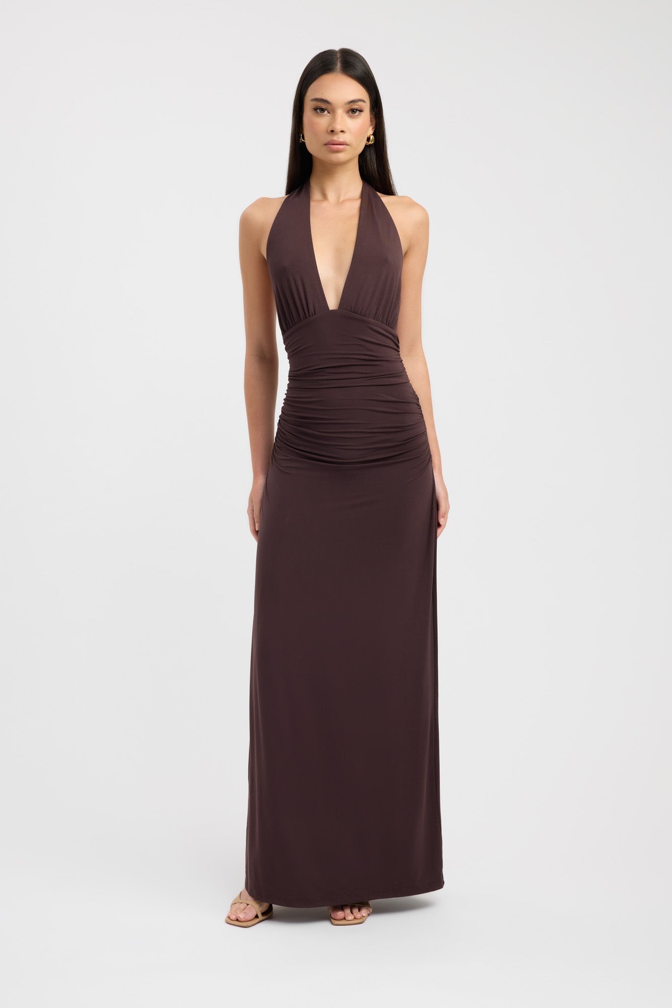 Serenya Elegant Maxi Dress in Dark Mahogany