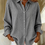 Women's Striped Button-Down Shirt in Gray