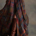 Women's Long Plaid Dress with Belt, photo 5