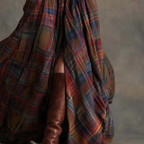 Women's Long Plaid Dress with Belt, photo 5