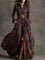 Women's Long Plaid Dress with Belt in Red