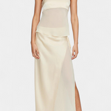 Satin Bustier & Asymmetric Midi Skirt Set