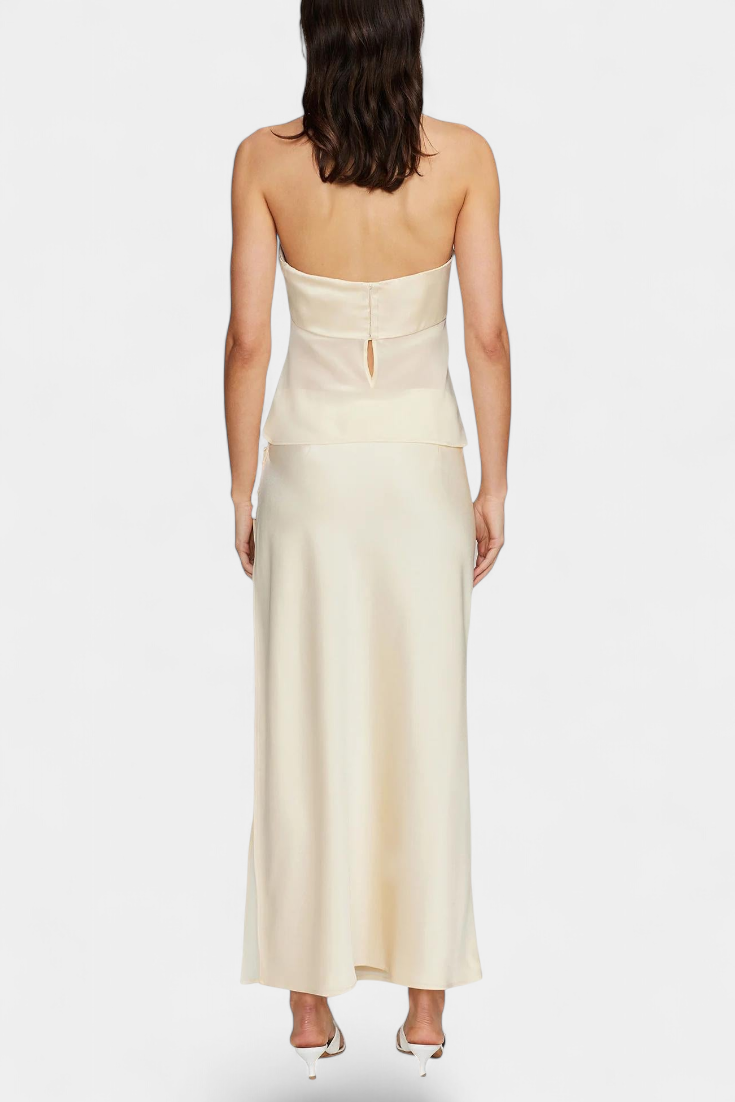 Satin Bustier & Asymmetric Midi Skirt Set, photo 2