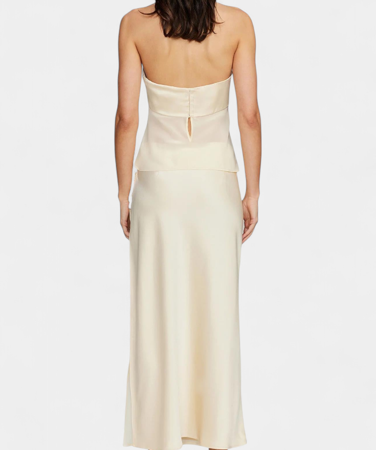 Satin Bustier & Asymmetric Midi Skirt Set, photo 2