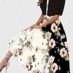 Chantal Elegant Midi Dress in Black-big Floral