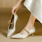 Women's Pearl-Strap Pointed-Toe Kitten Heels, photo 9