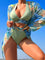 Tropical Escape Three-Piece Bikini Set in Green