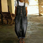 Madison Vintage Denim-Look Romper in Black