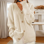 Women's Ribbed Knit Cardigan in Beige