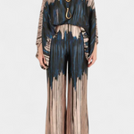Women's Off-Shoulder Top & Wide-Leg Pants Set in Blue
