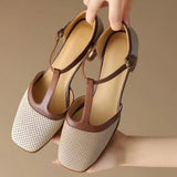 Women's Woven T-Strap Mid-Heel Shoes, photo 3