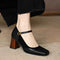 Women's Brogue Mary Jane Block-Heel Pumps in Black