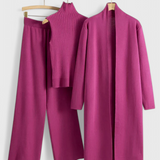 3-Piece Soft Knit Ensemble with Chic Design in Pink