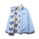 Women's Reversible Heart-Pattern Coat in Blue