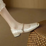 Jacquard Mary Jane Flats with Pearl Strap, photo 10
