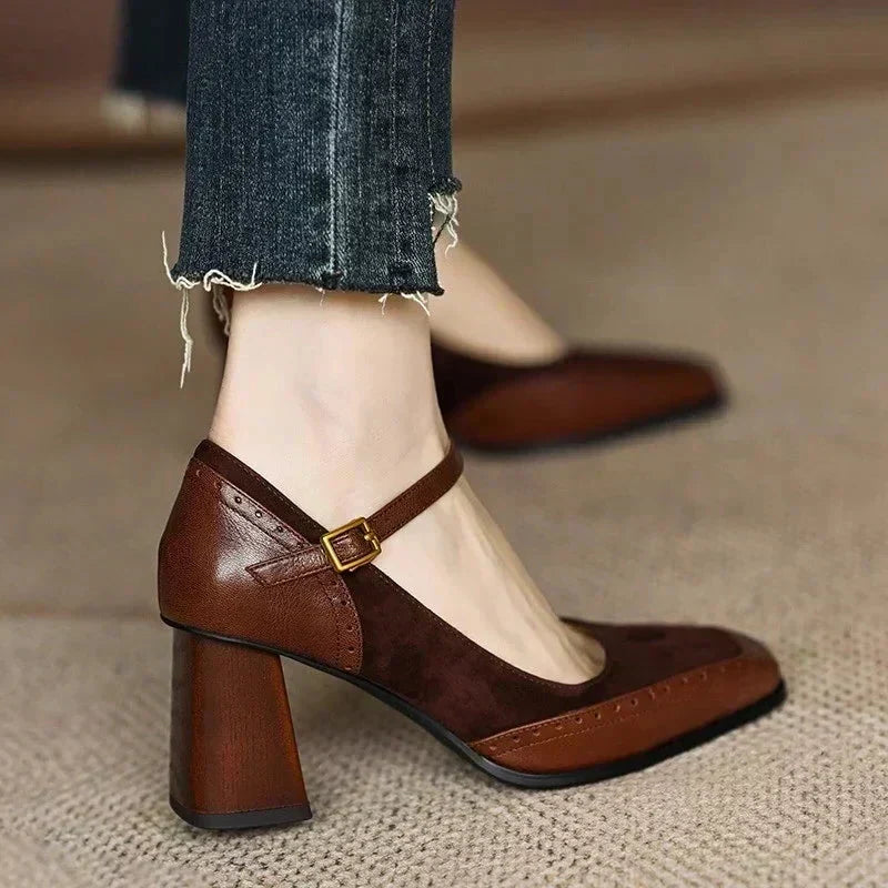 Women's Brogue Mary Jane Block-Heel Pumps