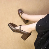 Women's Square-Toe T-Strap Block-Heel Shoes, photo 4