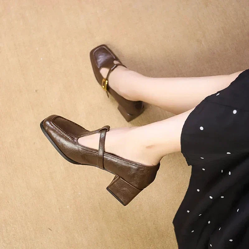 Women's Square-Toe T-Strap Block-Heel Shoes, photo 4