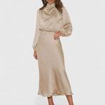 Emryssah Elegant Maxi Dress in Beige