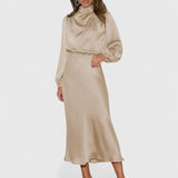 Emryssah Elegant Maxi Dress in Beige