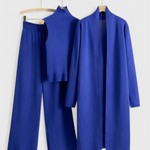 3-Piece Soft Knit Ensemble with Chic Design in Navy Blue